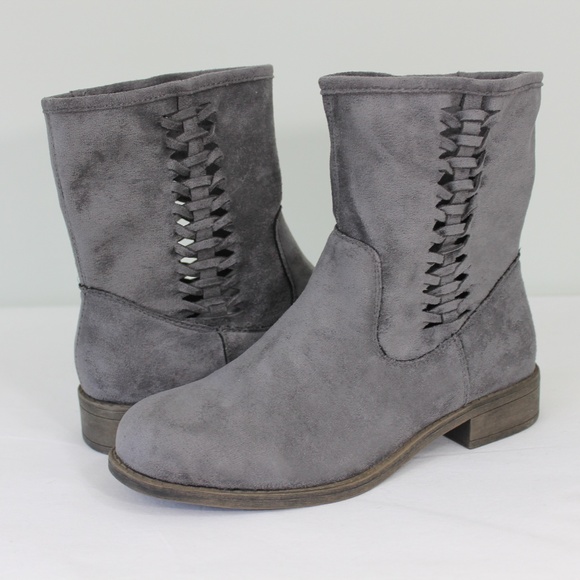 The Shepherd's Knot Shoes - SOLD  New Gray Faux Suede Ankle Cut-Out Boot 6.5 M